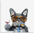 Bignut Art Oil Painting Hand Painted Funny Animal Smoking Dog Cool Wall Art on Canvas Framed Wall Decor for Living Room Bedroom Office (30x30 Inches, Smoking Dog) For Cheap