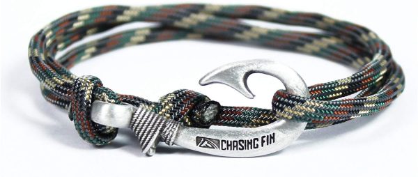 Chasing Fin Adjustable Bracelet 550 Military Paracord with Fish Hook Pendant For Cheap