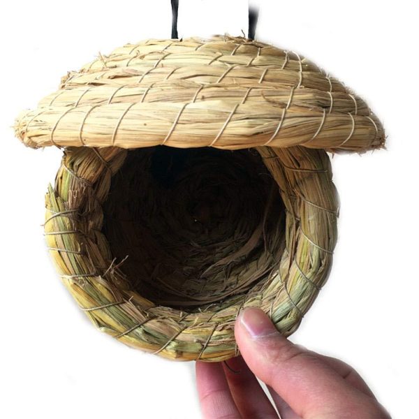 Hamiledyi Birdcage Straw Simulation Birdhouse 100% Natural Fiber - Cozy Resting Breeding Place for Birds - Provides Shelter from Cold Weather - Bird Hideaway from Predators - Ideal for Finch & Canary Online