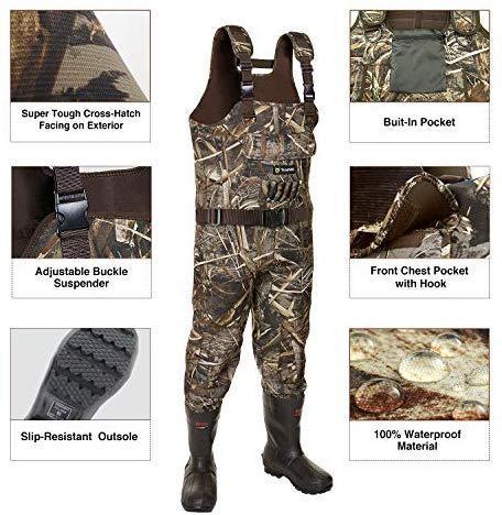 TIDEWE Chest Waders, Hunting Waders for Men Realtree MAX5 Camo with 600G & 800G Insulation, Waterproof Cleated Neoprene Bootfoot Wader, Insulated Hunting & Fishing Waders Online