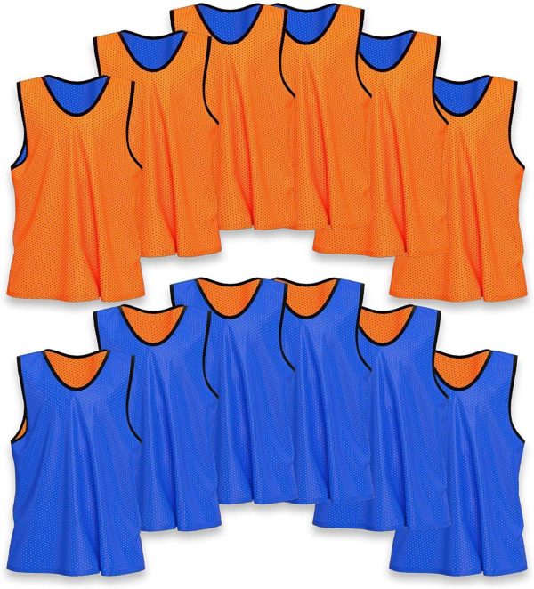 Unlimited Potential Nylon Mesh Scrimmage Team Practice Vests Pinnies Jerseys Bibs for Children Youth Sports Basketball, Soccer, Football, Volleyball (Pack of 12) Supply