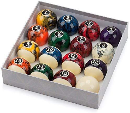 GSE Games & Sports Expert 2 1 4-Inch Professional Regulation Size Marble Swirl Style Billiards Pool Ball Complete Set on Sale