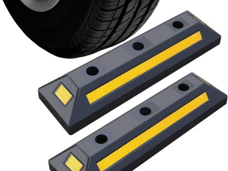 2 Pack Heavy Duty Rubber Parking Blocks Wheel Stop for Car Garage Parks Wheel Stop Stoppers Professional Grade Parking Rubber Block Curb w Yellow Refective Stripes for Truck RV, Trailer 21.25 (L) Online Hot Sale