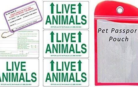 DryFur Live Animal Label Set of 5 Stickers w Pet Passport Pouch RED Hot on Sale