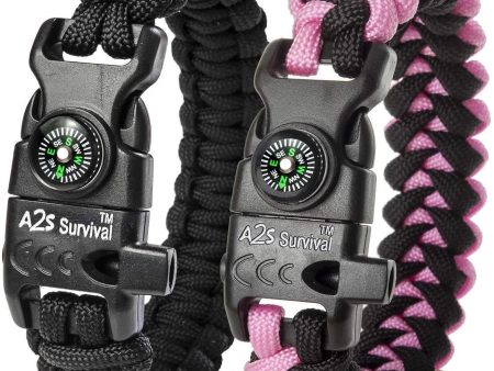 A2S Protection Paracord Bracelet K2-Peak – Survival Gear Kit with Embedded Compass, Fire Starter, Emergency Knife & Whistle EDC Hiking Gear- Camping Gear For Discount