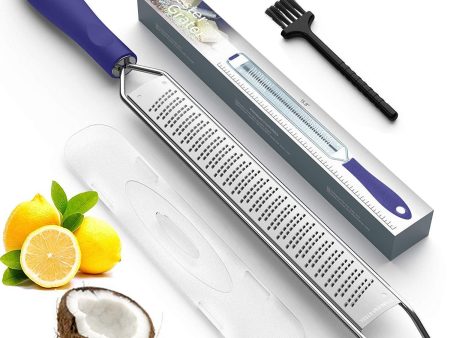 Zester Grater - Parmesan Cheese, Lemon, Chocolate, Ginger, Garlic, Nutmeg, Vegetables, Fruits - Soft Touch Handle - Dishwasher Safe, Sapphire Online Hot Sale