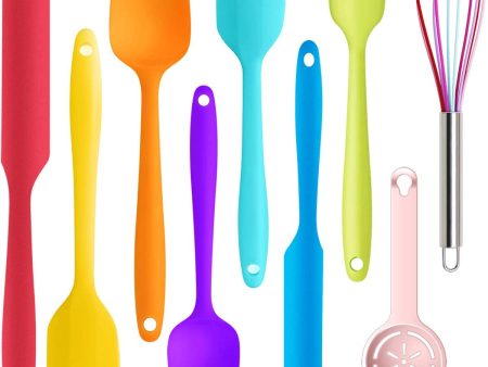 9 Piece Silicone Spatula Set - 446°F Heat Resistant Rubber Spatula .Kitchen Spatulas.Plastic Spatula. for Cooking, Baking, Mixing. Nonstick Cookware friendly. Discount