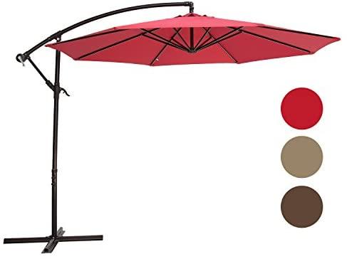 Nature s Blossom 10 Ft Cantilever Offset Patio Umbrella Outdoor Aluminum Hanging Umbrella with Crank and Air Vent, 8 Ribs, Taupe Fashion