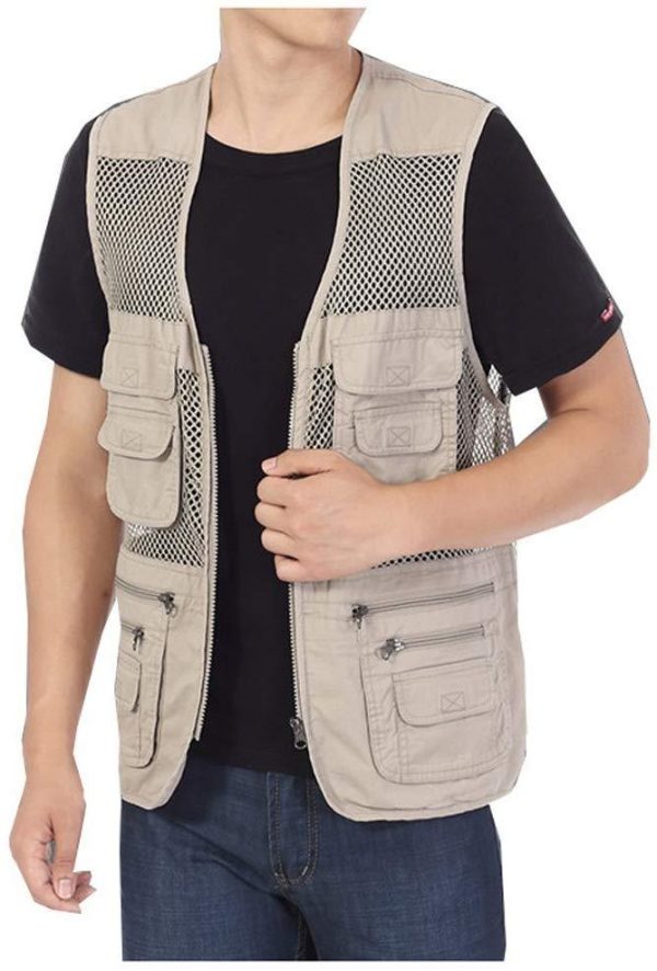 Men s Safari Fishing Hunting Mesh Vest Photography Work Multi-Pockets Outdoors Travel Journalist s Jacket Online