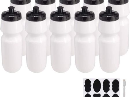 Belinlen 10 Pack 27 oz Sports Water Bottles Sports and Fitness Squeeze Water Bottles BPA Free Come with 16 pcs Chalk Labels, 1 Pen on Sale