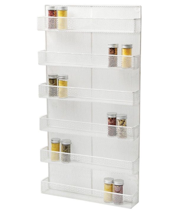 TQVAI 5 Tier Wall Mount Spice Rack Organizer Kitchen Spice Storage Shelf - Made of Sturdy Punching Net, White Online Sale