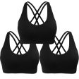 AKAMC Women s Removable Padded Sports Bras Medium Support Workout Yoga Bra 3 Pack Discount