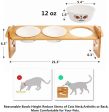 Ymachray Raised Cat Dog Bowls with Stand Feeder, Elevated Bamboo Stand with 3 Ceramics Bowls, Adjustable 4 Heights Discount