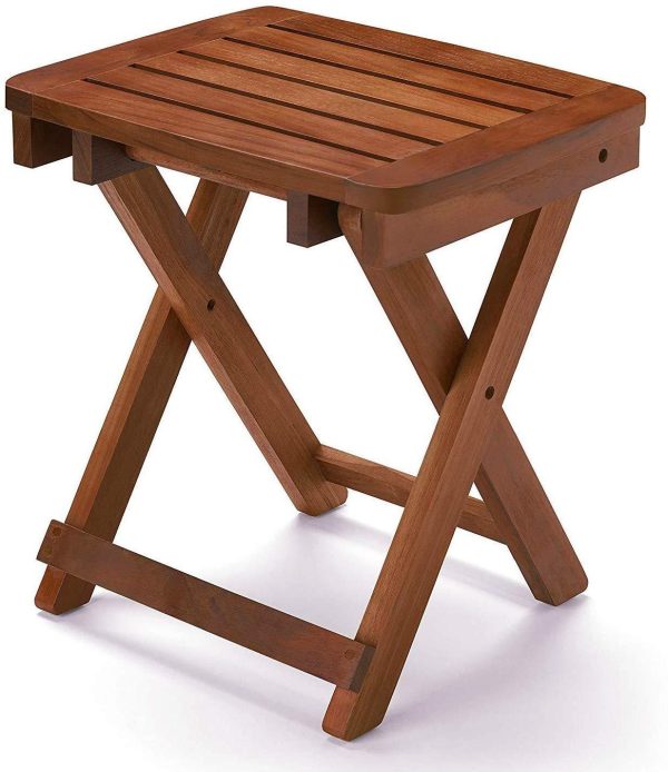 URFORESTIC 100% Natural Bamboo Folding Stool Shower Bench Seat Fully Assembled For Sale