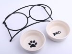 Ymachray Pet Feeder Double Ceramic Bowl for Small Dogs and Cats Sale