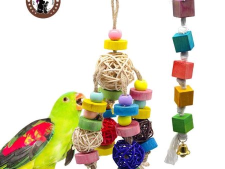 Mrli Pet 9 Pack Bird Parrot Swing Chewing Toys- Natural Wood Hanging Bell Bird Cage Toys Suitable for Small Parakeets, Cockatiels, Conures, Finches,Budgie,Macaws, Parrots, Love Birds For Discount