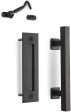 MJC & Company - 12  Square Modern Sliding Barn Door Handle Pull Flush Combo and Privacy Lock - Indoor Outdoor Hardware Set - Black Powder Coated Steel for Bedroom, Bathroom, Closet, Shed, or Gate on Sale