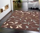 Ottomanson Brown Ottohome Contemporary Leaves Design Modern Area Rug with Non-Skid Rubber Backing 8 2 W x 9 10 L, Chocolate - OTH2068-8X10 Online