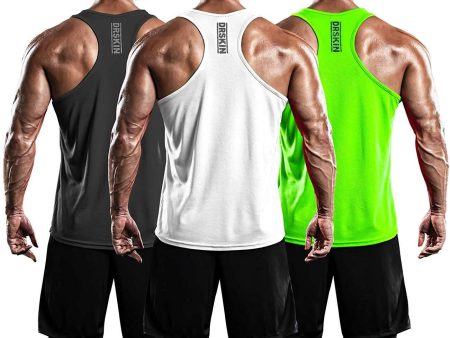 DRSKIN Men s 2~3 Pack Dry Fit Y-Back Gym Muscle Tank Mesh Sleeveless Top Fitness Training Cool Dry Athletic Workout For Discount