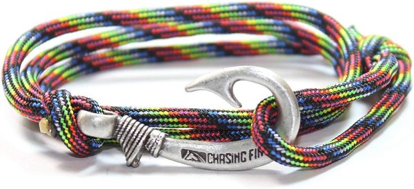 Chasing Fin Adjustable Bracelet 550 Military Paracord with Fish Hook Pendant For Cheap