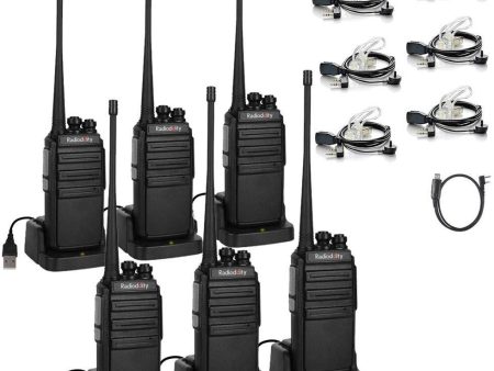 Radioddity GA-2S Long Range Walkie Talkies UHF Two Way Radio for Hunting Fishing Camping Security with Micro USB Charging + Air Acoustic Earpiece with Mic + 1 Programming Cable (6 Pack) Online now