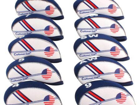 CRAFTSMAN GOLF White & Blue US Flag Neoprene Golf Club Head Cover Wedge Iron Protective Headcover for Titleist, Callaway, Ping, Taylormade, Cobra, Nike, Etc. Online