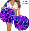 hatisan 4Pcs Large Cheerleader Pom Poms, Pom Poms Cheerleading Metallic Foil & Plastic Ring Pompoms Cheerleader, Cheerleading Poms Accessory Pompoms Cheer for Sports Team Spirit Cheering For Sale