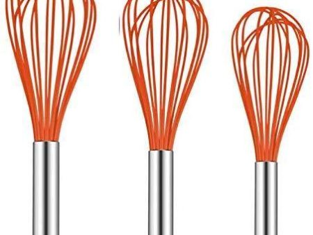 TEEVEA (Upgraded) 3 Pack Very Sturdy Kitchen Silicone Whisk Balloon Wire Whisk Set Egg Beater for Blending Whisking Beating Stirring Cooking Baking Hot on Sale