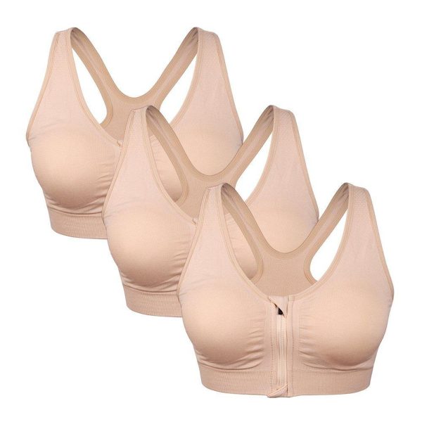 Women s Zip Front Sports Bra Wireless Post-Surgery Bra Active Yoga Sports Bras Sale