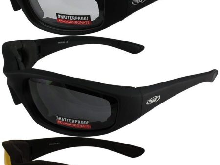 3 Pairs Kickback Foam Padded Motorcycle Sunglasses Cheap