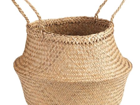 Welcare Natural Woven Seagrass Tote Belly Basket for Storage, Laundry, Picnic, Plant Pot Cover, and Beach Bag (Natrual) Supply