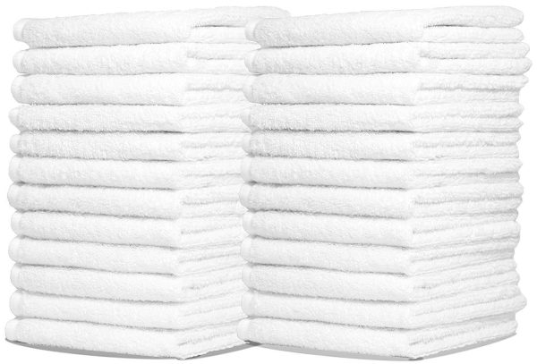 Zeppoli Wash Cloth Kitchen Towels, 24-Pack, 100% Natural Cotton Bath Towels, 12 x 12 Hand Towels, Commercial Grade Washcloth, Machine Washable Cleaning Rags, Wash Cloths for Bathroom Cheap