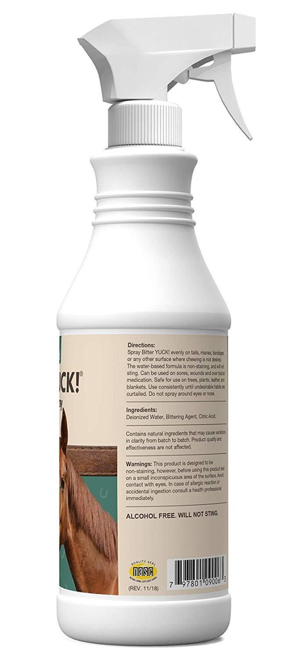 NaturVet – Bitter YUCK - No Chew Spray For Horses – Deters Chewing On Tails, Manes, Bandages, Wounds & More – Water Based Formula Does Not Sting or Stain – 32 oz Hot on Sale