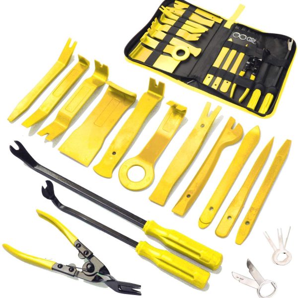 19Pcs Trim Removal Tool,Car Panel Door Audio Trim Removal Tool Kit, Auto Clip Pliers Fastener Remover Pry Tool Set with Storage Bag Online now