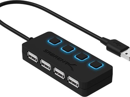 Sabrent 4-Port USB 2.0 Hub with Individual LED lit Power Switches (HB-UMLS) Hot on Sale