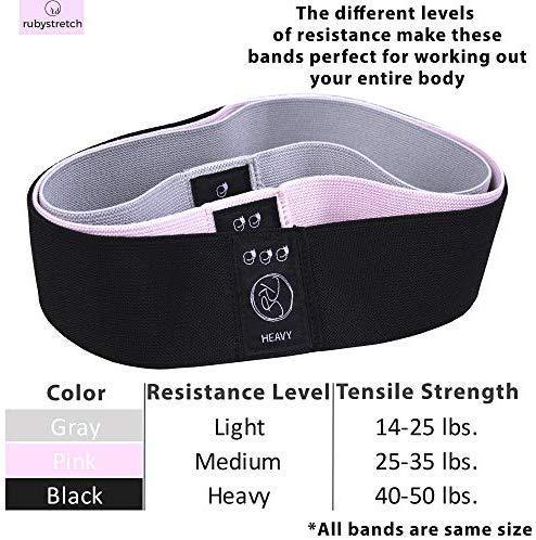 RubyStretch Booty Bands for Women, 3 Exercise Bands Fabric Resistance Bands for Legs and Butt, Fitness Bands Non Slip Loop Glute Bands, Elastic Squat Bands for Butt and Thighs, 3 Hip Bands For Discount