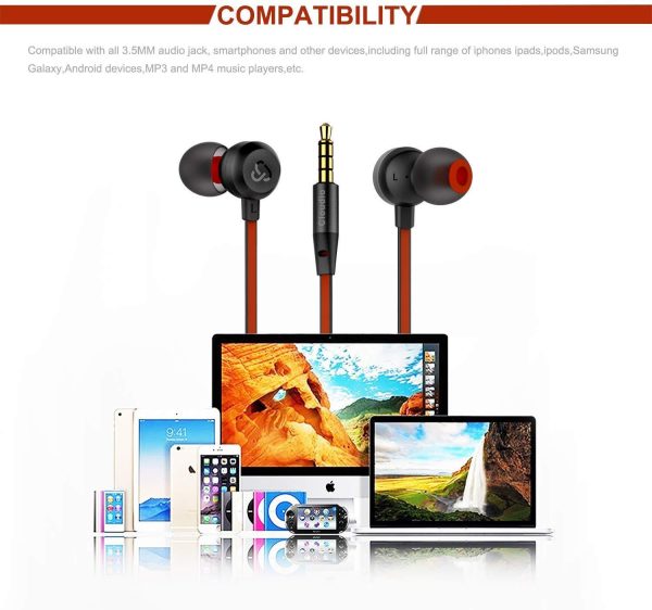 Earphones Cloudio J1 Noise Cancelling Earbuds in Ear Headphones with Microphone Noise Isolating Earbuds Sports Headphones Super Bass Earbuds for iPhone Android Phone iPad Tablet Laptop(Black) For Discount