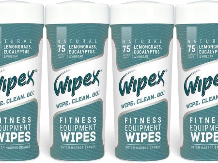 Wipex Natural Gym & Fitness Equipment Wipes for Personal Use - Lemongrass, Eucalyptus & Vinegar- Great for Yoga Mats, Pilates, Home Gym, Peloton, Spas - 4pk, 300 Wipes Online Sale