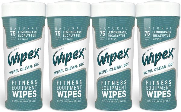 Wipex Natural Gym & Fitness Equipment Wipes for Personal Use - Lemongrass, Eucalyptus & Vinegar- Great for Yoga Mats, Pilates, Home Gym, Peloton, Spas - 4pk, 300 Wipes Online Sale