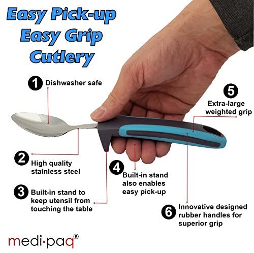 BunMo Easy Grip Cutlery - Great for The Elderly, Disabled Or Those Suffering with Tremors and Trembling Hands. Easy Pick up. (1x Set) Fashion