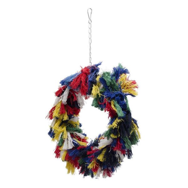 Borangs Bird Toys Parrot Shredding Toys Birds Cotton Preening Grooming Ropes Colorful Hanging Swing Snuggle Ring Toy Bird Cage Accessories for African Grey Cockatoos Conure Parakeet Quaker, 12 inch Supply