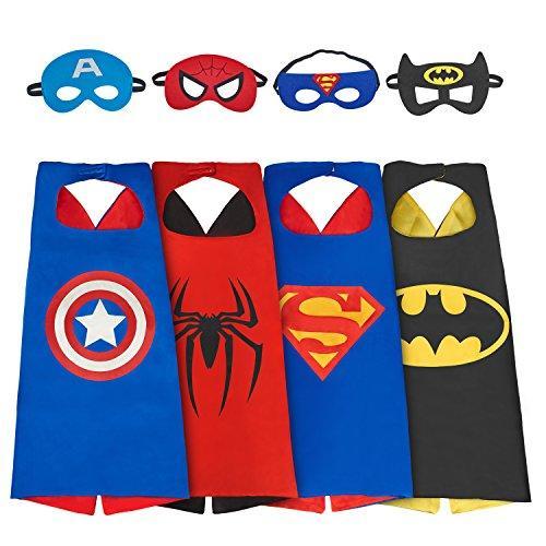 YOHEER Dress Up Costume Set of Superhero 4 Satin Capes with Felt Masks for Kids (4 in Pack) Online