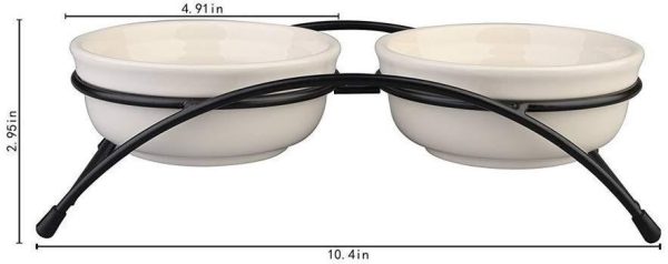 Ymachray Pet Feeder Double Ceramic Bowl for Small Dogs and Cats Sale