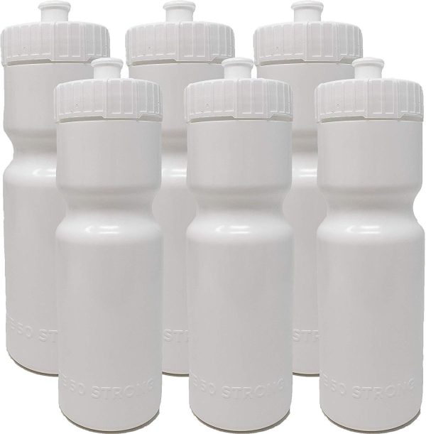 50 Strong Sports Squeeze Water Bottles - Set of 6 - Team Pack – 22 oz. BPA Free Bottle Easy Open Push Pull Cap – Made in USA - Multiple Colors Available Online Sale