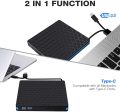 External DVD Drive, M WAY USB 3.0 Type C CD Drive, Dual Port DVD-RW Player, Portable Optical Burner Writer Rewriter, High Speed Data Transfer for Laptop Notebook Desktop PC MAC OS Windows 7 8 10 Fashion