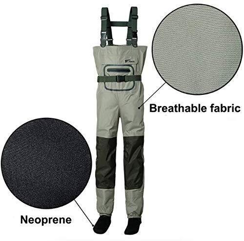 8 Fans Men’s Fishing Chest Waders 3-Ply Durable Breathable and Waterproof with Neoprene Stocking Foot Insulated Fishing Chest Waders, for Duck Hunting, Fly Fishing, A Mesh Storage Bag Included on Sale