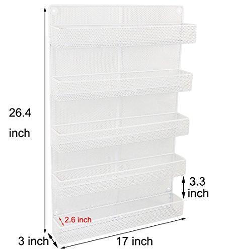 TQVAI 5 Tier Wall Mount Spice Rack Organizer Kitchen Spice Storage Shelf - Made of Sturdy Punching Net, White Online Sale