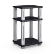 Tangkula End Table, 3-Tier Square Wood Storage Shelf Display Shelving Night Stand Sofa Side Table for Home Office (2, Black) Cheap