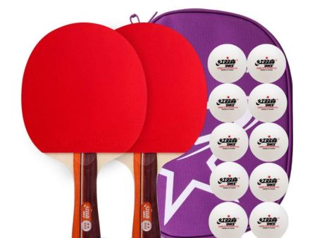 SSHHI 2 Stars Table Tennis Racket,with Table Tennis and Storage Bag Table Tennis Racket Set,Family and Outdoor Leisure Solid As Shown B Sale