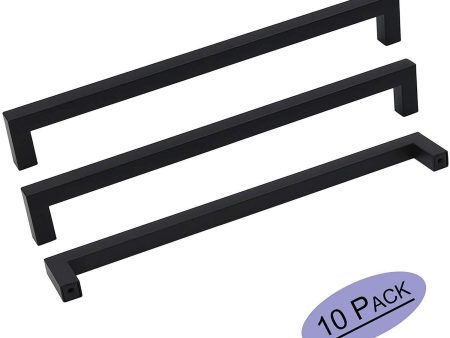 10 Pack Goldenwarm Black Square Bar Cabinet Pull Drawer Handle Stainless Steel Modern Hardware for Kitchen and Bathroom Cabinets Cupboard,Center to Center 5in(128mm) Kitchen Cupboard Handles Supply